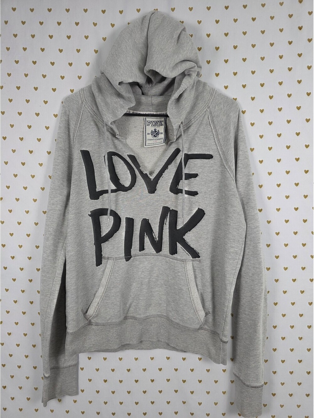 Victorias Secret Pink Love Vintage Y2k Pullover Hoodie Logo sweater Large